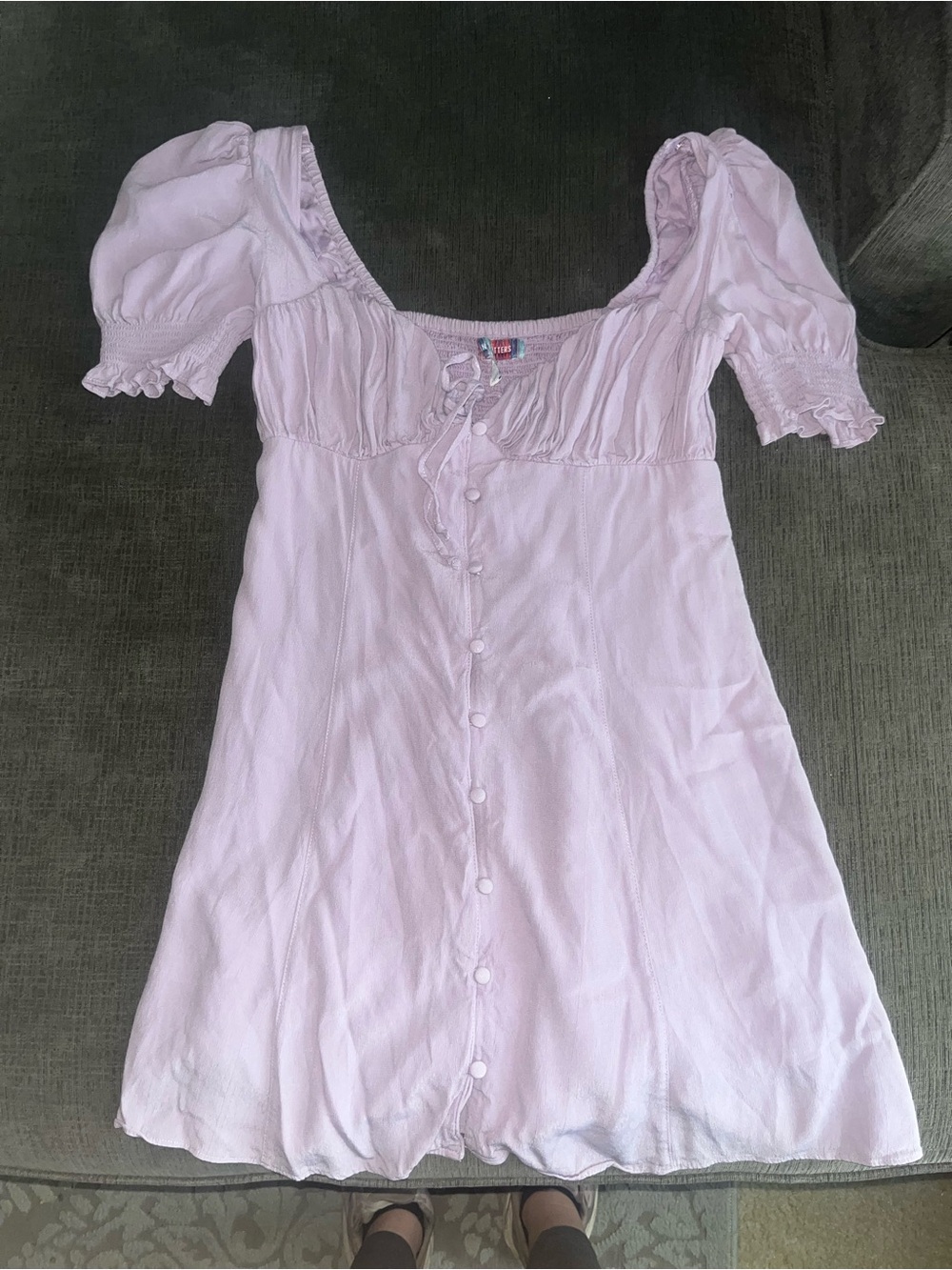 Urban Outfitters Pale Purple Puff-Sleeve Button Front Dress